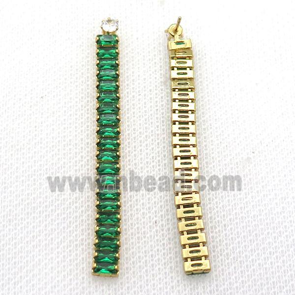 Copper Stud Earring Pave Green Zircon Gold Plated