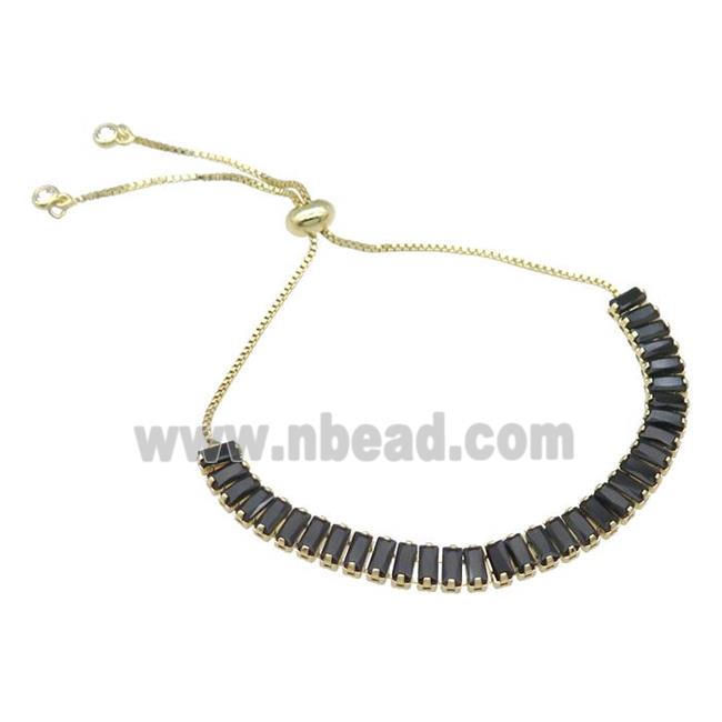 Copper Bracelet Pave Black Zircon Adjustable Gold Plated