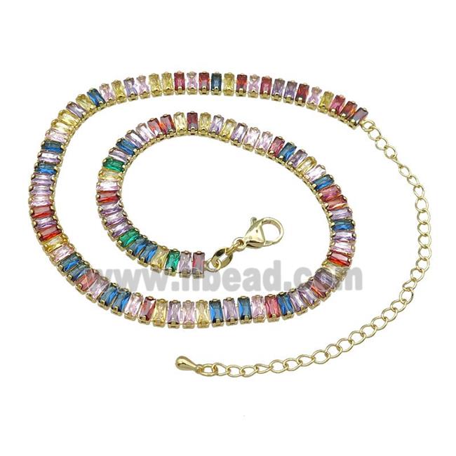 Copper Necklace Pave Multicolor Zircon Gold Plated