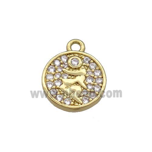 Copper Circle Pendant Pave Zircon Gold Plated