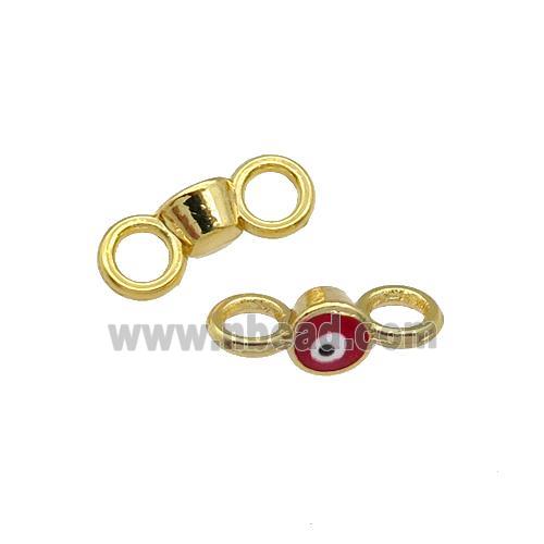 Copper Connector Evil Eye Red Enamel Gold Plated