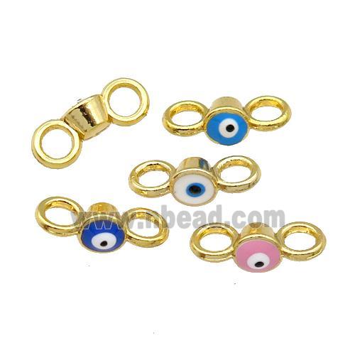 Copper Connector Evil Eye Mix Enamel Gold Plated