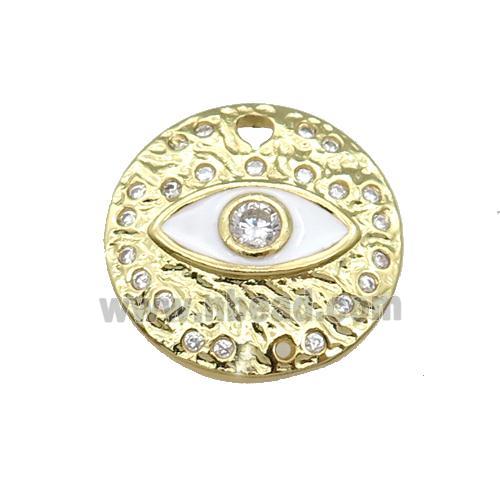 Copper Circle Eye Pendant White Enamel Gold Plated