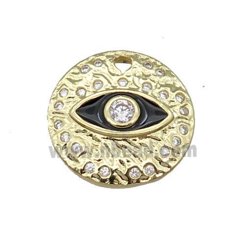 Copper Circle Eye Pendant Black Enamel Gold Plated