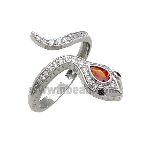 Copper Snake Ring Pave Zircon Platinum Plated
