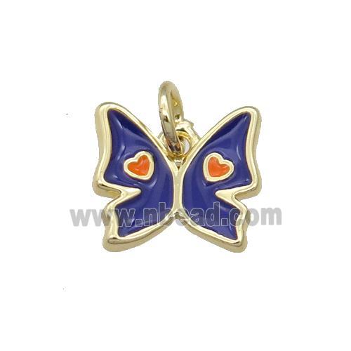 Copper Butterfly Pendant Blue Enamel Gold Plated