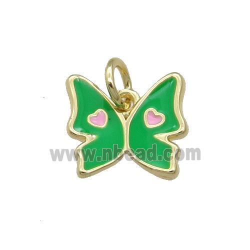 Copper Butterfly Pendant Green Enamel Gold Plated