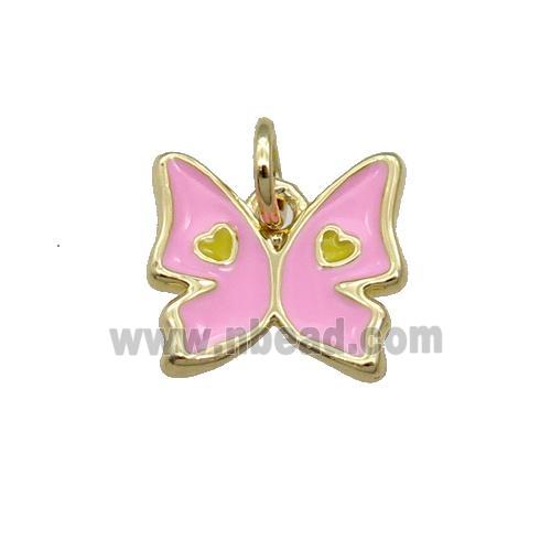 Copper Butterfly Pendant Pink Enamel Gold Plated