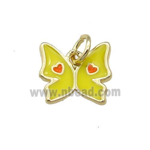 Copper Butterfly Pendant Yellow Enamel Gold Plated