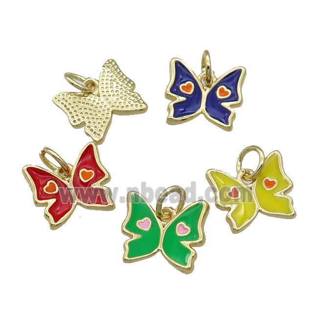 Mix Copper Butterfly Pendant Enamel Gold Plated