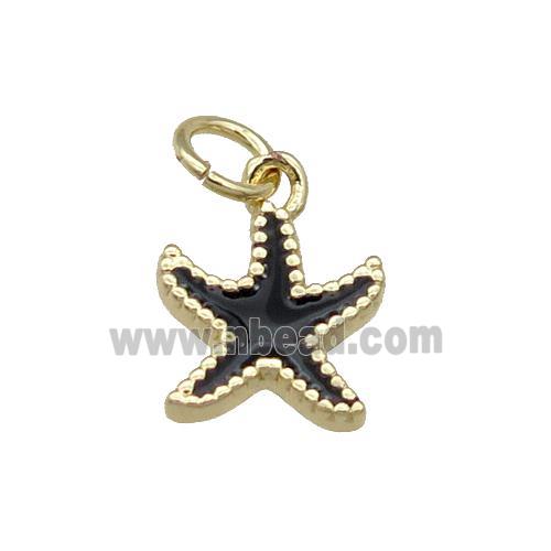 Copper Starfish Pendant Black Enamel Gold Plated