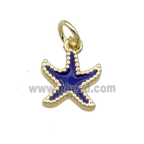 Copper Starfish Pendant Purple Enamel Gold Plated