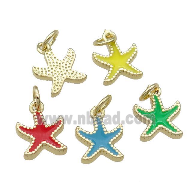 Mix Copper Starfish Pendant Enamel Gold Plated