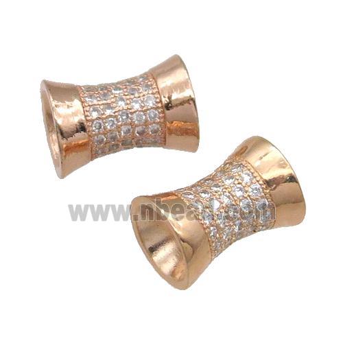 Copper Bamboo Beads Pave Zircon Rose Gold