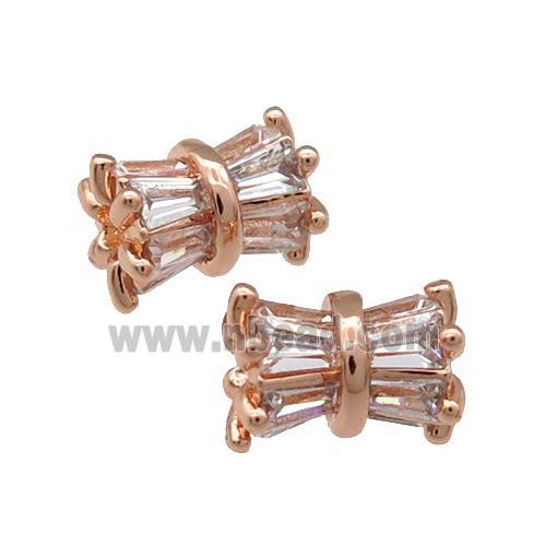 Copper Tube Beads Pave Zircon Rose Gold