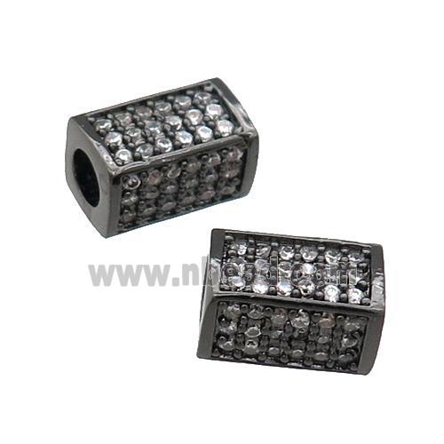 Copper Cuboid Beads Pave Zircon Large Hole Black Plated