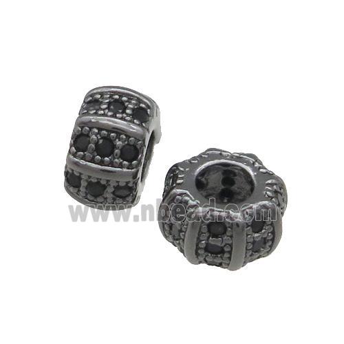 Copper Rondelle Beads Pave Zircon Large Hole Black Plated