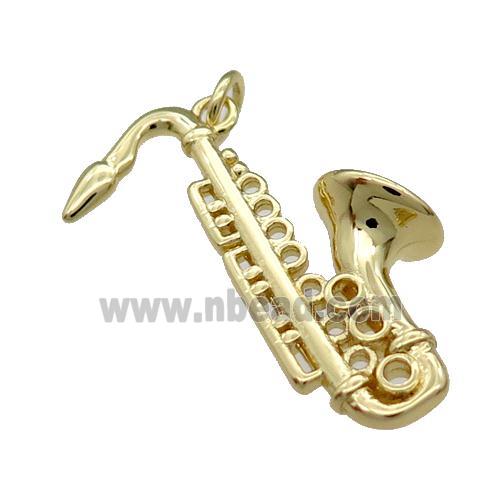 Copper Saxophone Charm Pendant Gold Plated