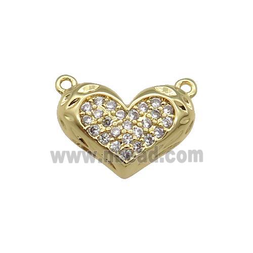 Copper Heart Pendant Pave Zircon with 2loops Gold Plated