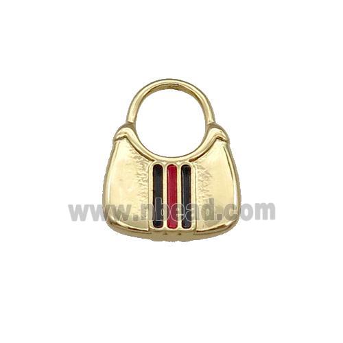 Copper Bag Charm Pendant Enamel Gold Plated