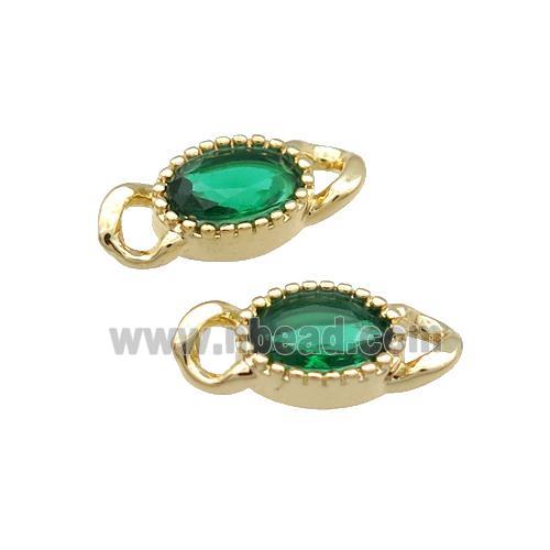 Copper Oval Connector Pave Green Crystal Gold Plated