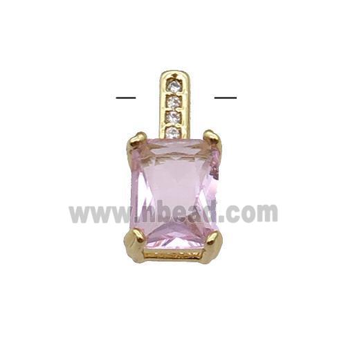 Copper Pendant Pave Pink Crystal Gold Plated