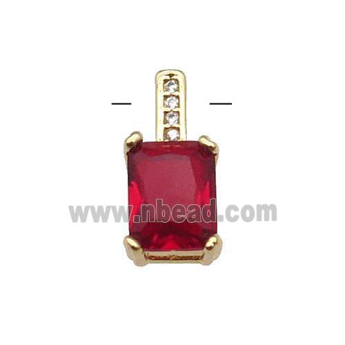 Copper Pendant Pave Red Crystal Gold Plated