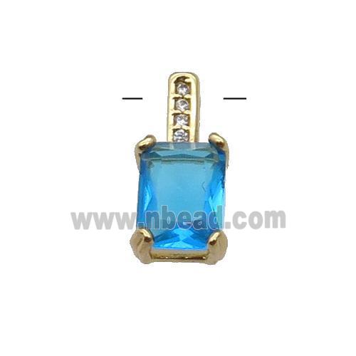Copper Pendant Pave Blue Crystal Gold Plated