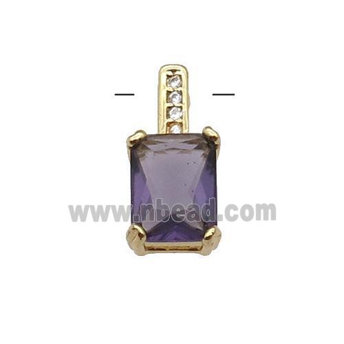Copper Pendant Pave Purple Crystal Gold Plated