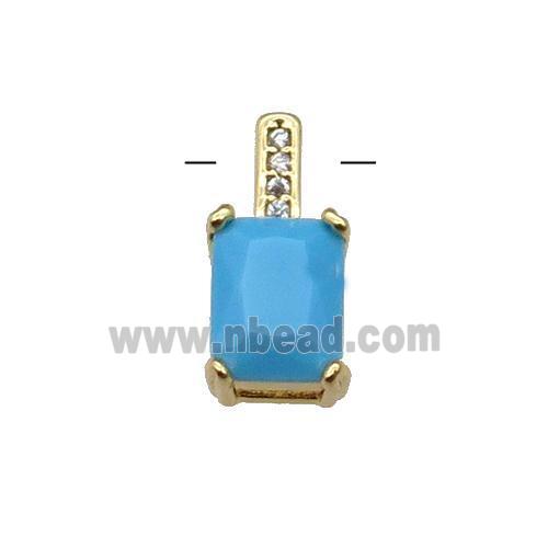 Copper Pendant Pave Blue Crystal Gold Plated