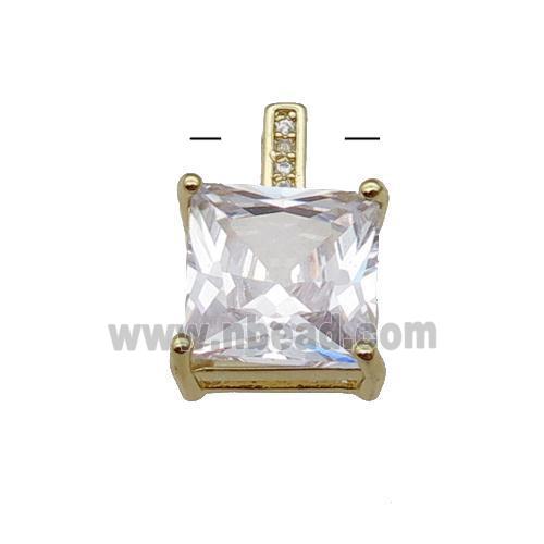 Copper Square Pendant Pave Crystal Gold Plated