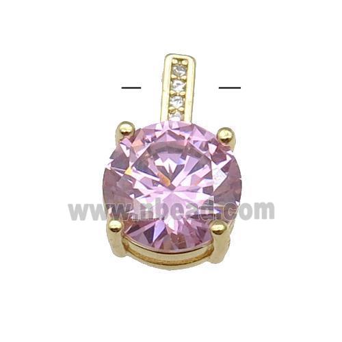 Copper Pendant Pave Pink Crystal Diamond Gold Plated