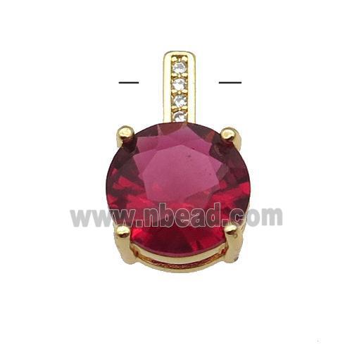 Copper Pendant Pave Red Crystal Diamond Gold Plated