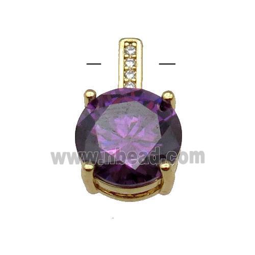 Copper Pendant Pave Purple Crystal Diamond Gold Plated