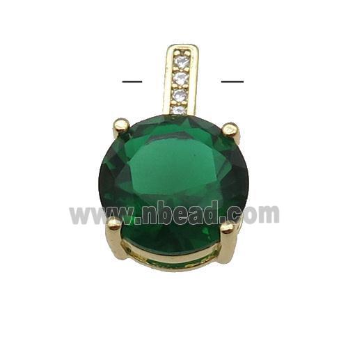 Copper Pendant Pave Green Crystal Diamond Gold Plated