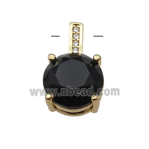 Copper Pendant Pave Black Crystal Diamond Gold Plated