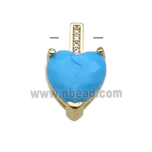 Copper Heart Pendant Pave Crystal Gold Plated