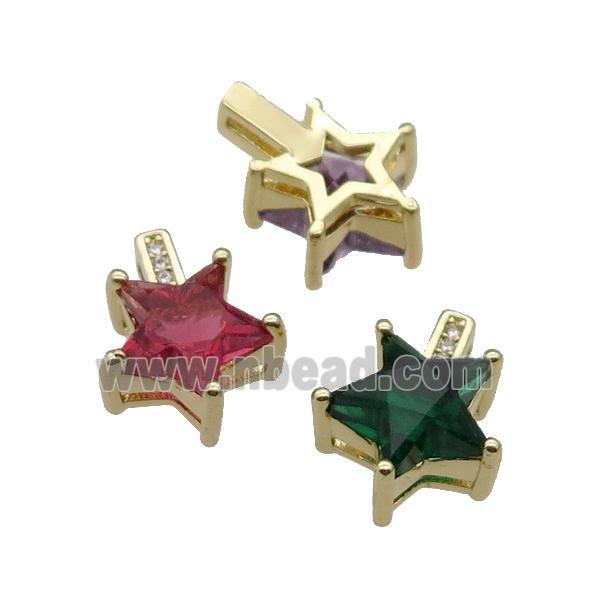 Copper Star Pendant Pave Crystal Gold Plated Mixed