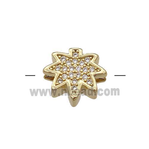 Copper MapleLeaf Beads Pave Zircon Gold Plated