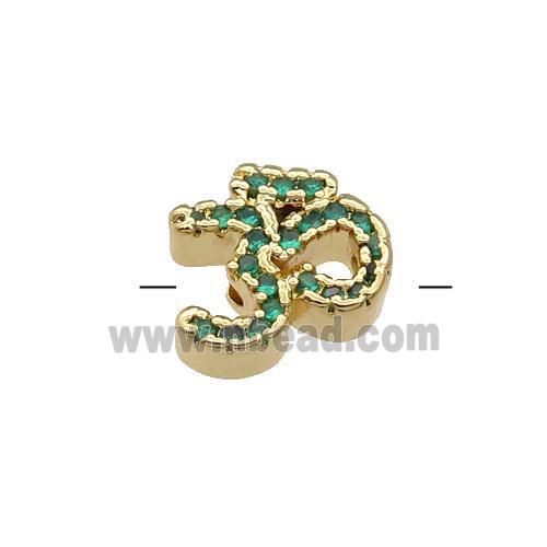 Copper Symbols Hindu Beads Pave Green Zircon Gold Plated