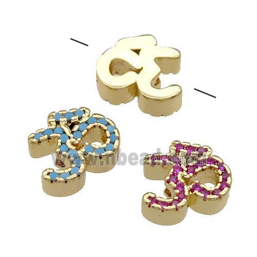 Copper Symbols Hindu Beads Pave Zircon Gold Plated Mixed