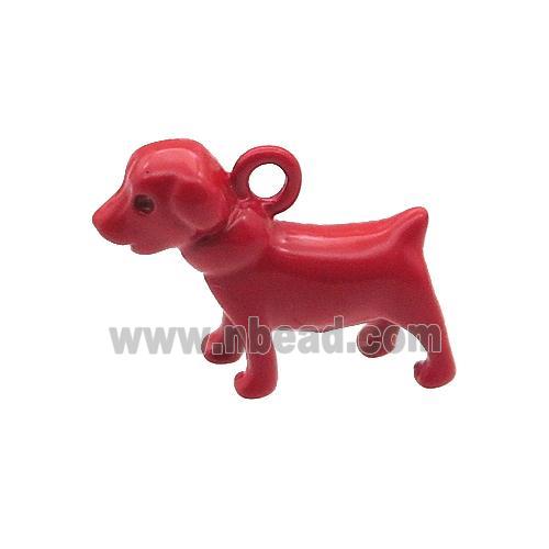 Copper Dog Pendant Red Lacquered Fired