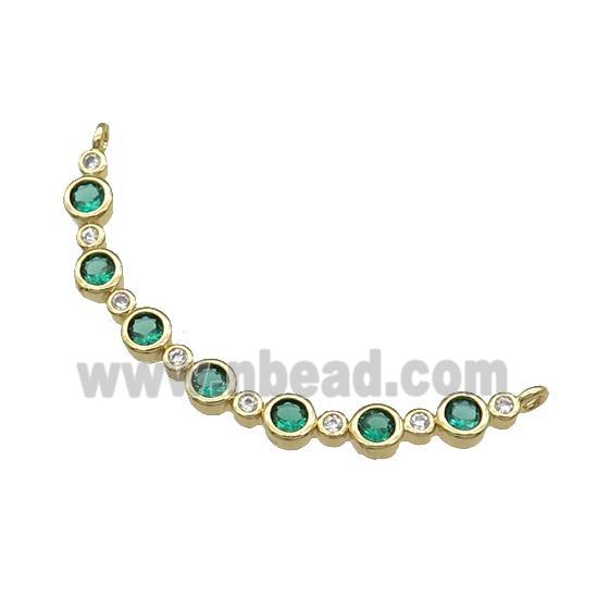 Copper Stick Pendant Pave Green Zircon 2loops Gold Plated