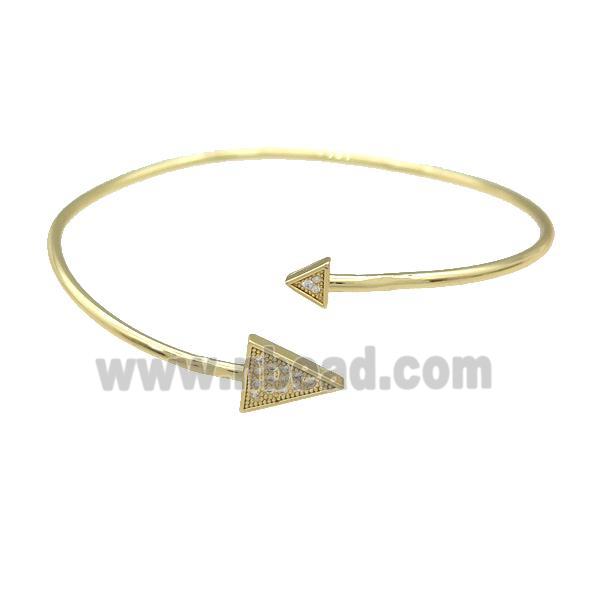 Copper Bangle Pave Zircon Triangle Gold Plated