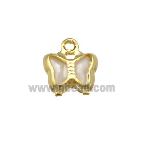 Copper Butterfly Pendant Pave Crystal Gold Plated
