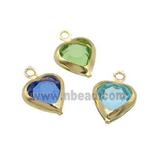 Copper Heart Pendant Pave Crystal Gold Plated Mixed