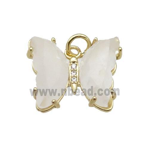 Clear Quartz Butterfly Pendant Gold Plated