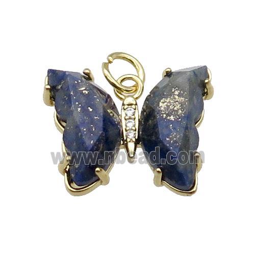 Blue Lapis Lazuli Butterfly Pendant Gold Plated