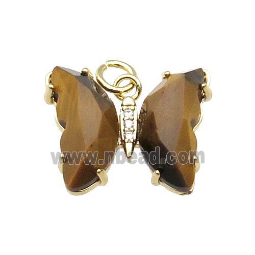 Yellow Tiger Eye Stone Butterfly Pendant Gold Plated