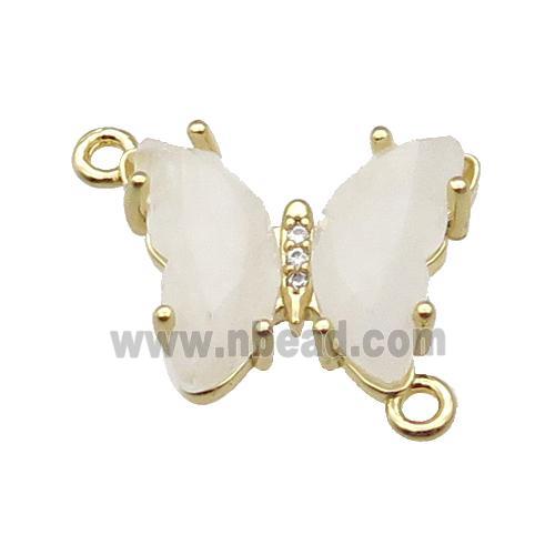Clear Quartz Butterfly Connector Gold Plated